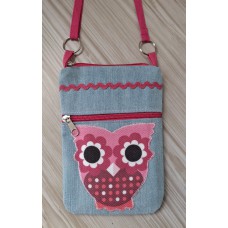 Портмоне/Чантичка/Калъф за телефон "Бухалче" деним зелено